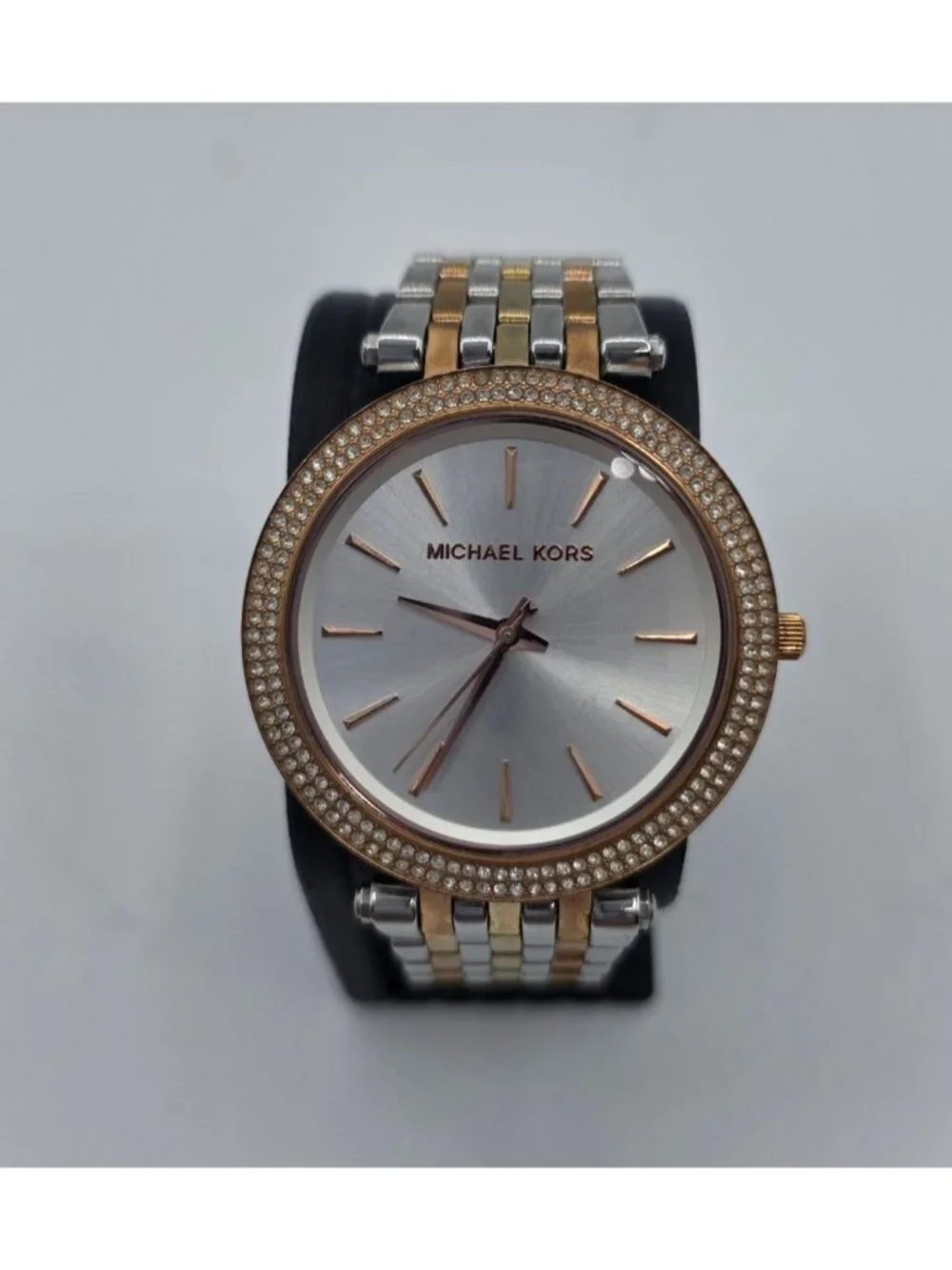 Michael Kors Womens MK3203 Silver, Gold Rose-Tones Watch Crystal Bezel